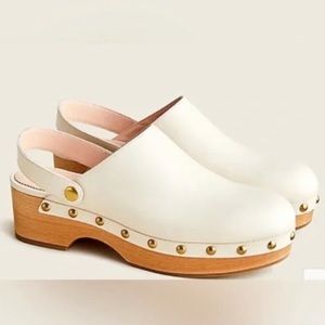J. Crew Convertible Leather Clogs in Ivory